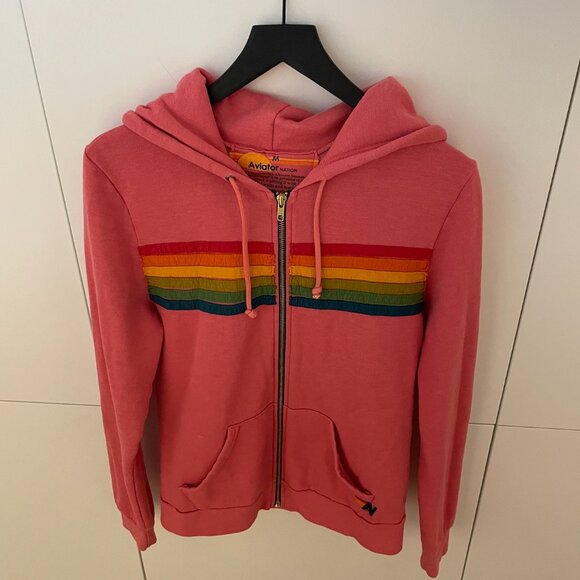 Aviator Nation - 5 Stripe Hoodie - Pink - Picture 1 of 3